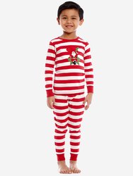 Kids Red Top & White Stripes Pajamas