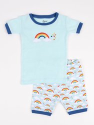 Kids Short Cotton Blue Rainbow - Rainbow-Light-Blue