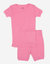 Kids Short Sleeve Classic Solid Color Pajamas - Light-Pink