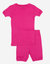 Kids Short Sleeve Classic Solid Color Pajamas - Hot-Pink