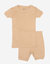 Kids Short Sleeve Neutral Solid Color Pajamas - Beige