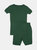 Kids Short Sleeve Solid Color Boho Pajamas - Dark-Green