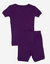 Kids Short Sleeve Solid Color Boho Pajamas - Dark-Purple