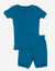 Kids Short Sleeve Solid Color Boho Pajamas - Teal-Blue