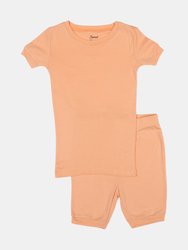 Kids Short Sleeve Solid Color Boho Pajamas