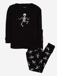 Kids Skeleton Two Piece Pajamas  - Skeleton Black