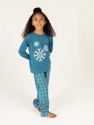 Kids Snowflake Flannel Set - Snowflake-Royal-Blue