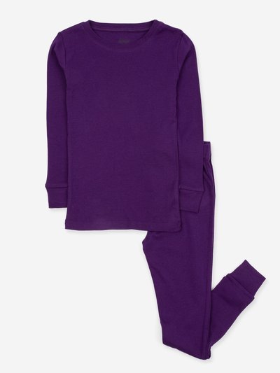 Leveret Kids Two Piece Solid Dark Purple Pajamas product