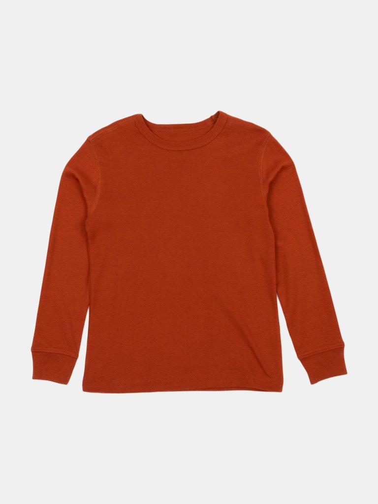 Long Sleeve Boho Color Cotton Shirts - Rust-Orange