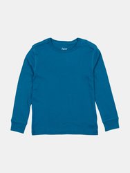 Long Sleeve Boho Color Cotton Shirts - Teal-Blue