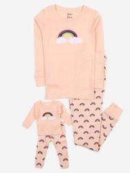 Matching Girl and Doll Cotton Retro Rainbow Pajamas