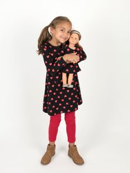 Matching Girl and Doll Hearts Cotton Dress - Hearts-Black