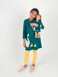 Matching Girl and Doll Hearts Cotton Dress - Swan-Green