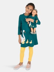 Matching Girl and Doll Hearts Cotton Dress - Swan-Green