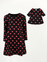 Matching Girl and Doll Hearts Cotton Dress