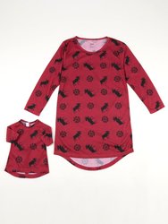 Matching Girl And Doll Moose Nightgown