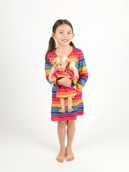 Matching Girl And Doll Rainbow Stripes Nightgown - Rainbow-Stripes