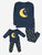 Matching Girl & Doll Cotton Bee and Moon Pajamas - Moon Star Navy