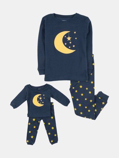 Leveret Matching Girl & Doll Cotton Bee and Moon Pajamas product