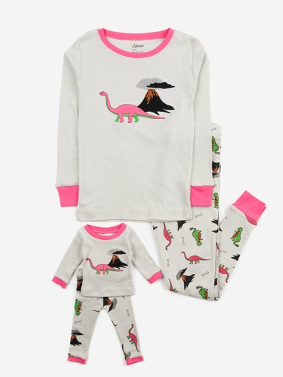 Leveret Matching Girl & Doll Dinosaur Pajamas product