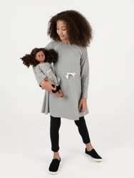 Matching Girl & Doll Drawstring Dress Neutrals - Lt-Grey