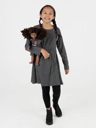 Matching Girl & Doll Drawstring Dress Neutrals - Dk-Drey