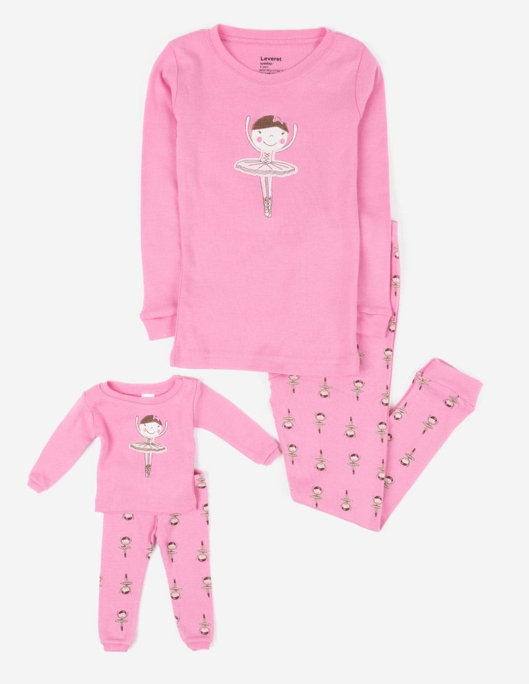 Matching Girl & Doll Girls Pajamas - Ballerina Pink