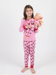 Matching Girl & Doll Girls Pajamas - Butterfly - Light Pink