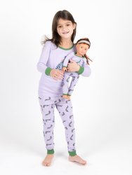 Matching Girl & Doll Girls Pajamas - Peacock - Purple