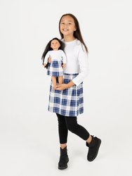 Matching Girl & Doll Plaid Cotton Skirt Dress - White