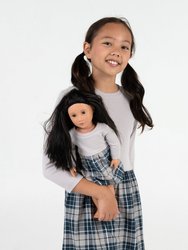 Matching Girl & Doll Plaid Cotton Skirt Dress - Light-Grey
