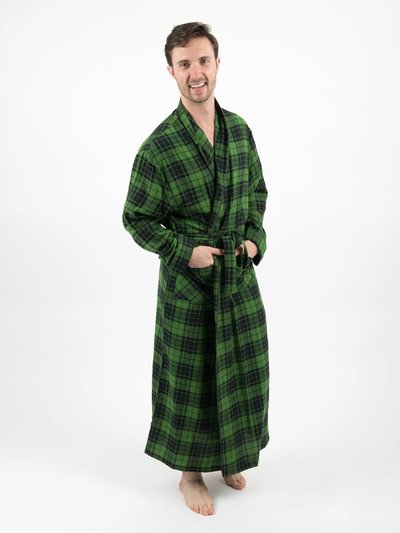 Leveret Mens Black & Green Plaid Flannel Robe product