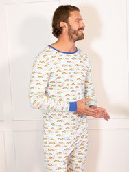 Mens Blue Rainbow Pajamas - Rainbow-Light-Blue