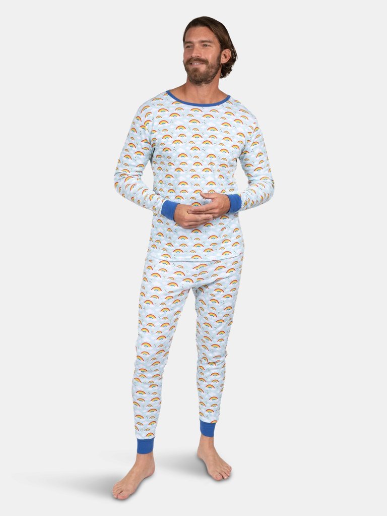 Mens Blue Rainbow Pajamas