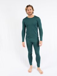 Mens Boho Solid Color Thermal Pajamas - Dark-Green