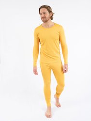 Mens Boho Solid Color Thermal Pajamas - Mustard-Yellow