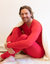 Mens Classic Solid Color Thermal Pajamas - Red
