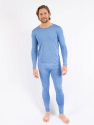 Mens Classic Solid Color Thermal Pajamas - Blue