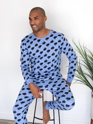 Mens Cotton Bunny Pajamas - Bunny-Blue