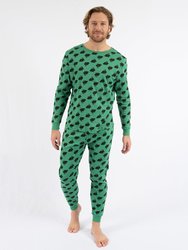 Mens Cotton Bunny Pajamas - Bunny-Green