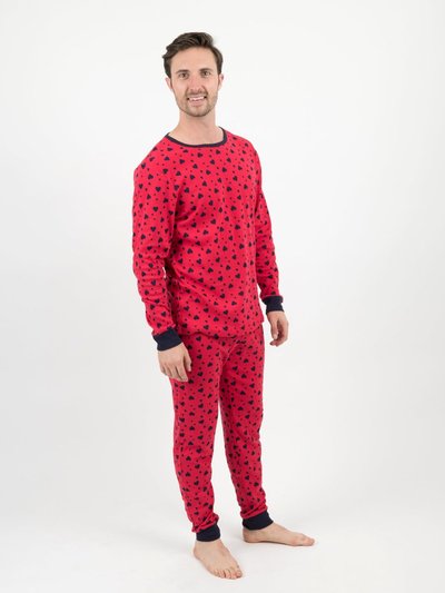 Leveret Mens Dark Navy Hearts Pajamas product