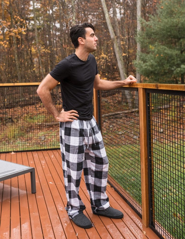 Men's Flannel Pants - Black-White