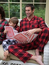 Mens Flannel Plaid & Print Pajamas - Red-black