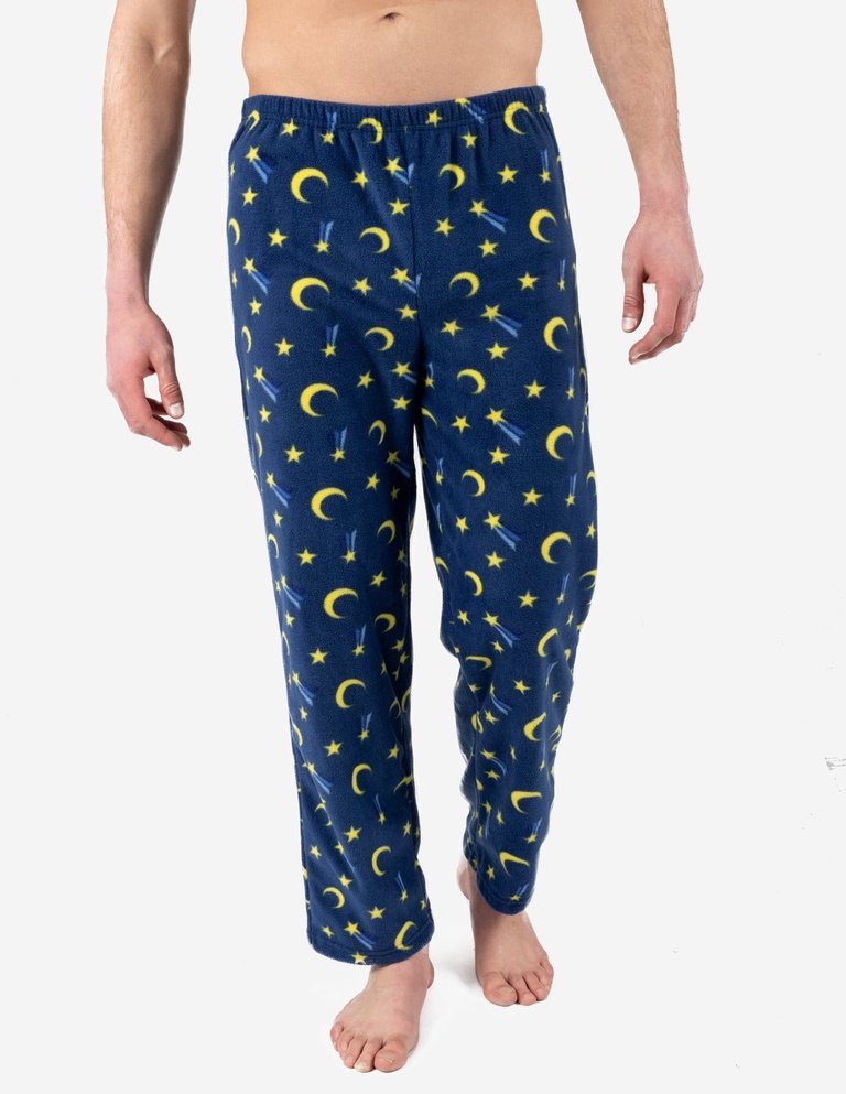 Mens Fleece Moon Pants - Moon-star-Navy