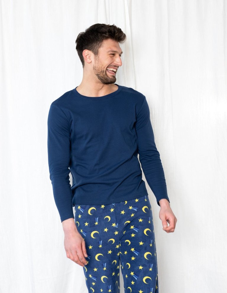 Mens Fleece Moon Set - Moon-Star-Navy