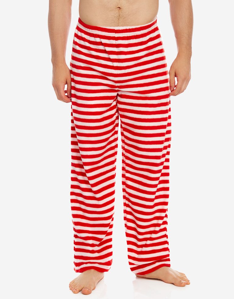 Men's Fleece Pants Christmas - Red-White