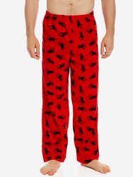Men's Fleece Pants Christmas - Moose-Red
