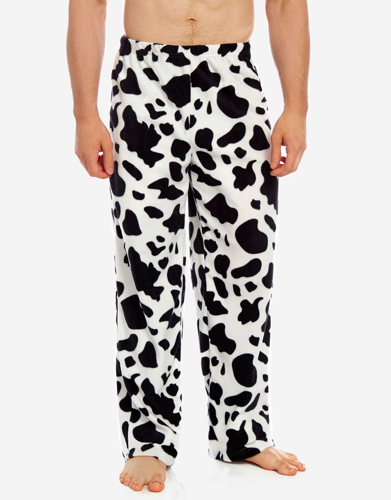 Men's Fleece Pants - Cow-Black-White