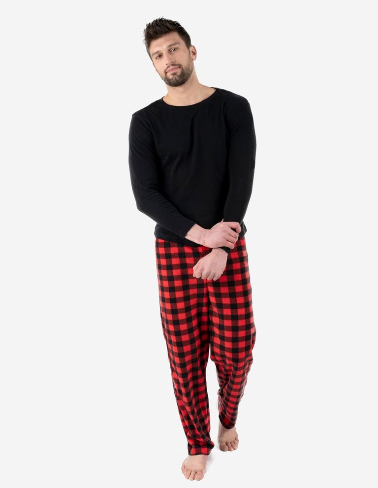 Mens Fleece Plaid Set