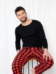 Mens Fleece Plaid Set